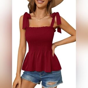 Wine Red Sleeveless Top